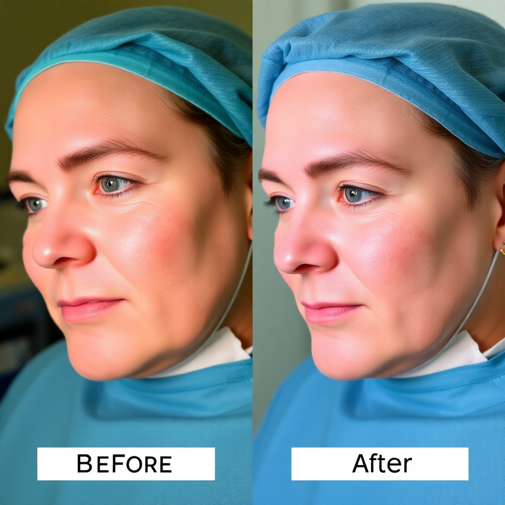 medical procedure outcome, clinical photography, professional medical documentation, before after comparison
